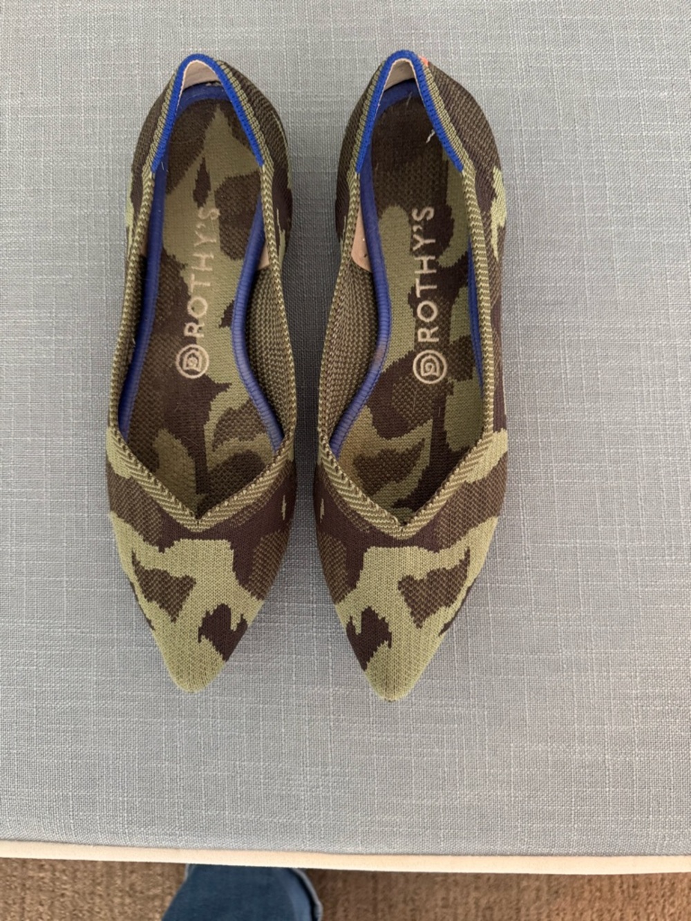 Rothy's Pointed Toe Flat in Olive Camo